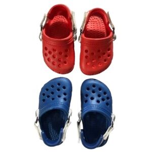 Aussie Soles Baby Clogs Two Pairs Blue & White Red & White Both Size 2-3